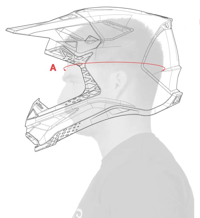 Size guide for off-road full face helmets